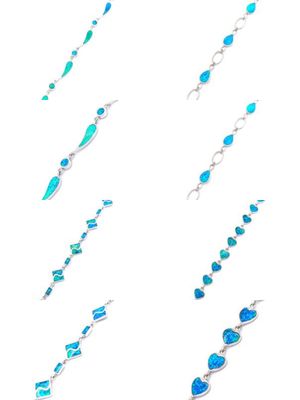 Silver 925 blue Opal modern wide bracelet
