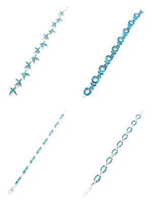 Silver 925 blue Opal modern wide bracelet