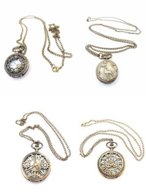 Antique bronze gears or deer pocket watch