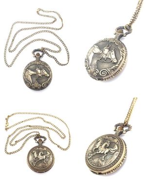 Antique bronze horse design pocket watch
