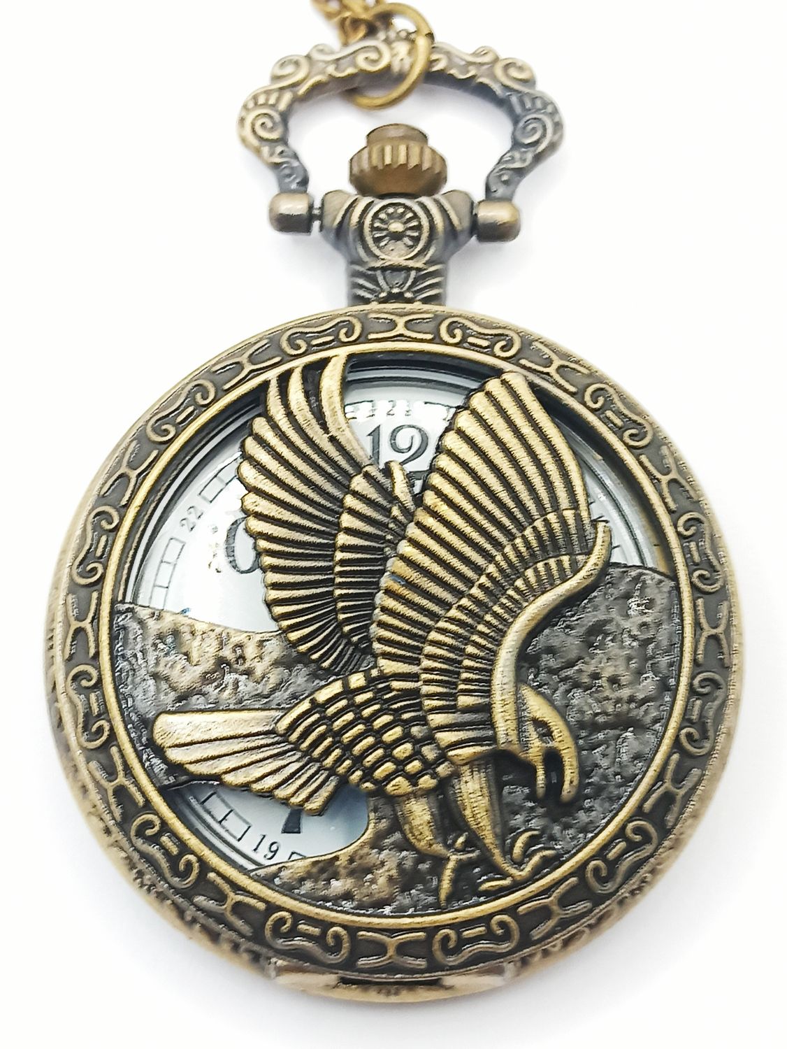 Antique bronze Eagle design pocket watch, MODEL-DESIGN-CASE DIAMETER: 1-EAGLE-Case Diameter : approx. 4.6cm