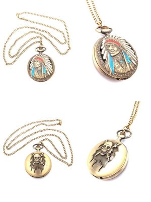 Indian Chief or Pirate Skull design pocket watch