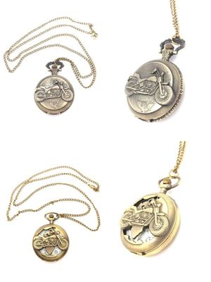 Antique bronze motorcycle pocket watch