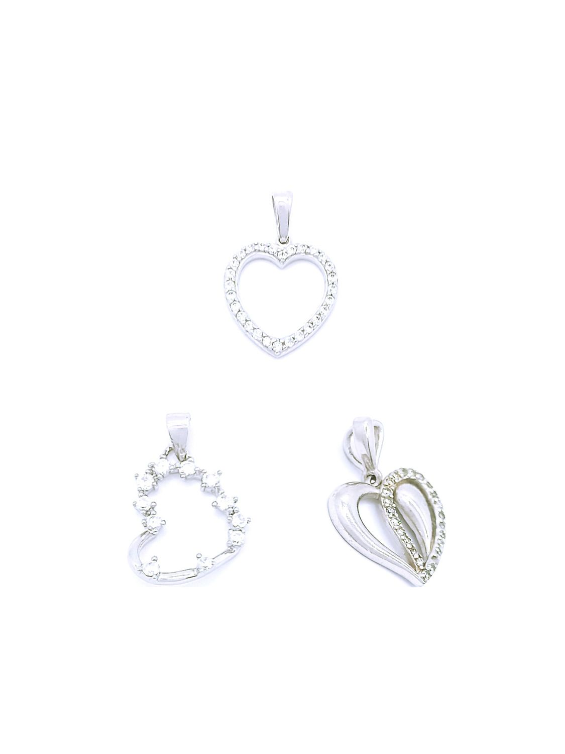 Silver 925 white stone heart pendant