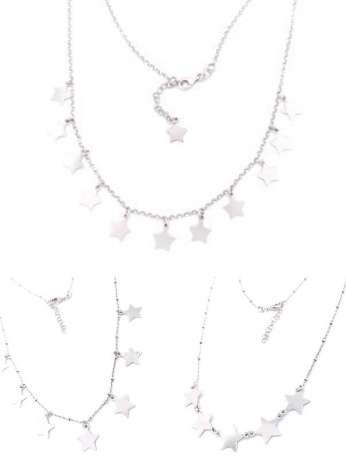 Silver 925 multi star necklace