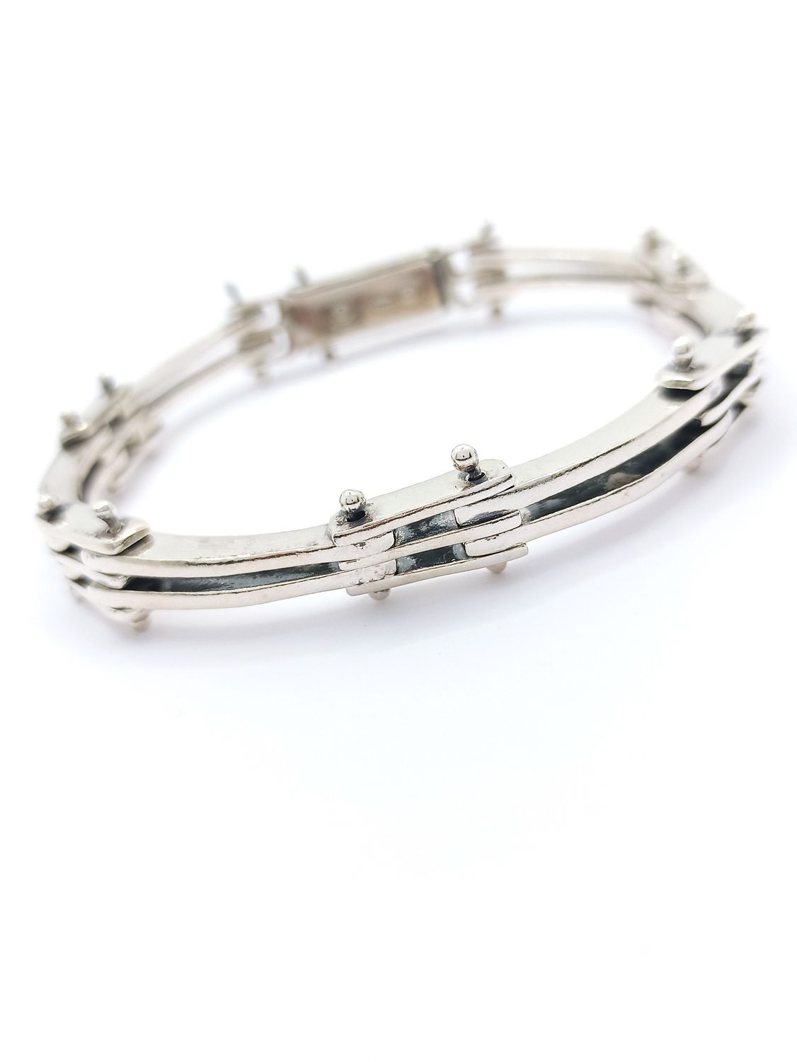 Silver 950 solid handmade mens bracelet, MODEL-COLOR-Bracelet width -Length: 1-950 Sterling Silver-Bracelet width : 1.1cm-Length: 19.5-20.5cm