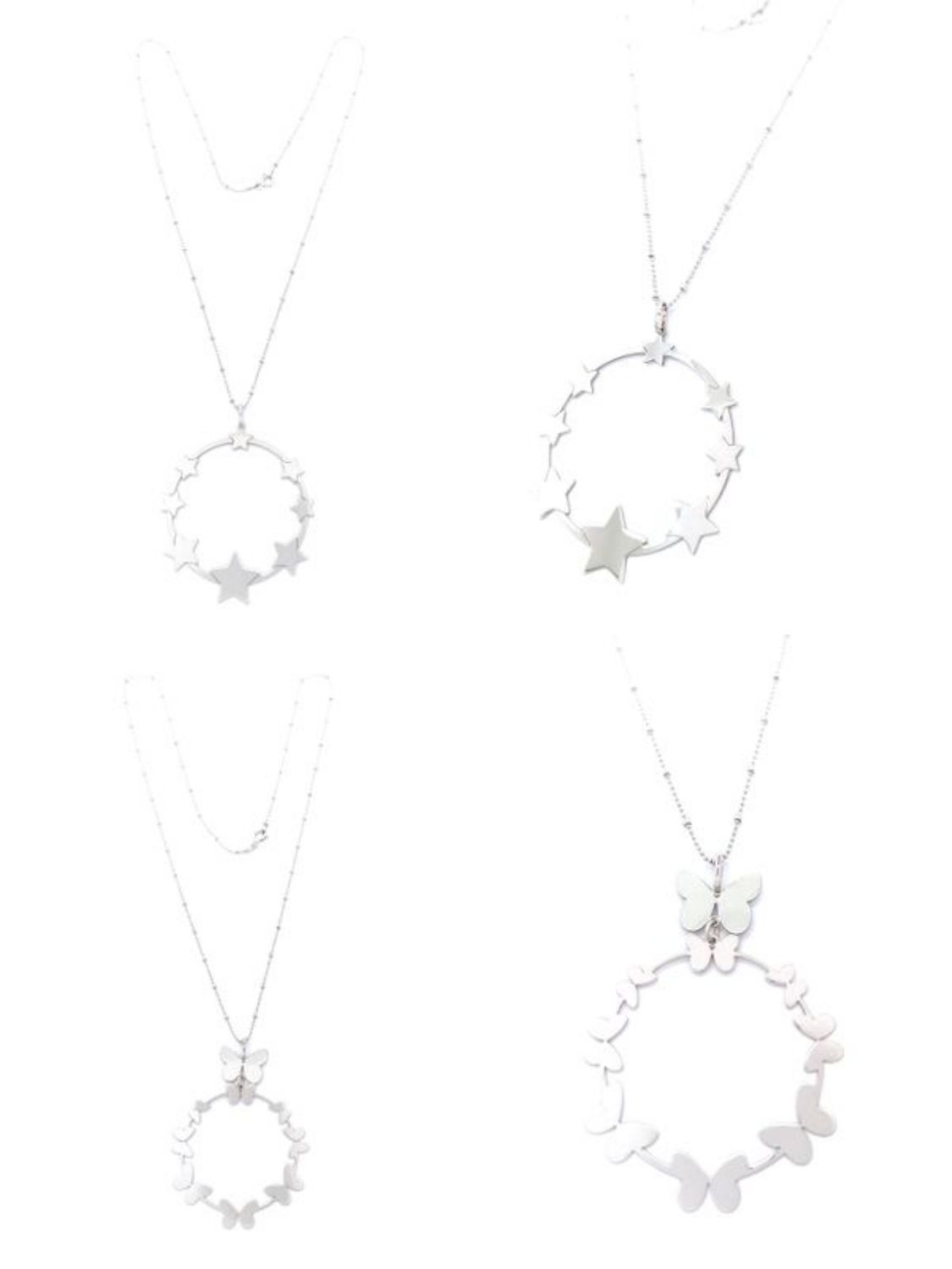 Silver 925 big round star or butterfly necklace
