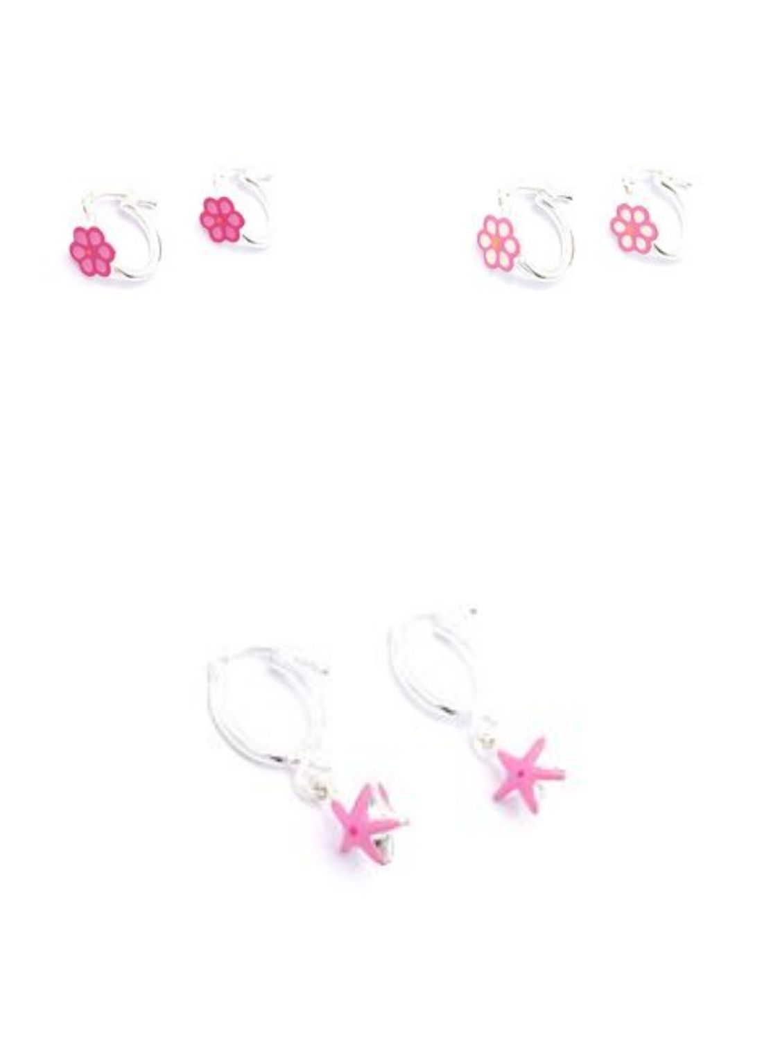 Silver 925 hanging children earrings flower or star design
