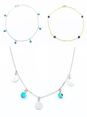 Silver 925 evil eye anklet