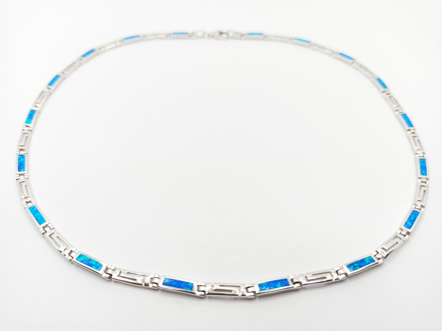 925 Opal blue fire   Meandros Greek necklace