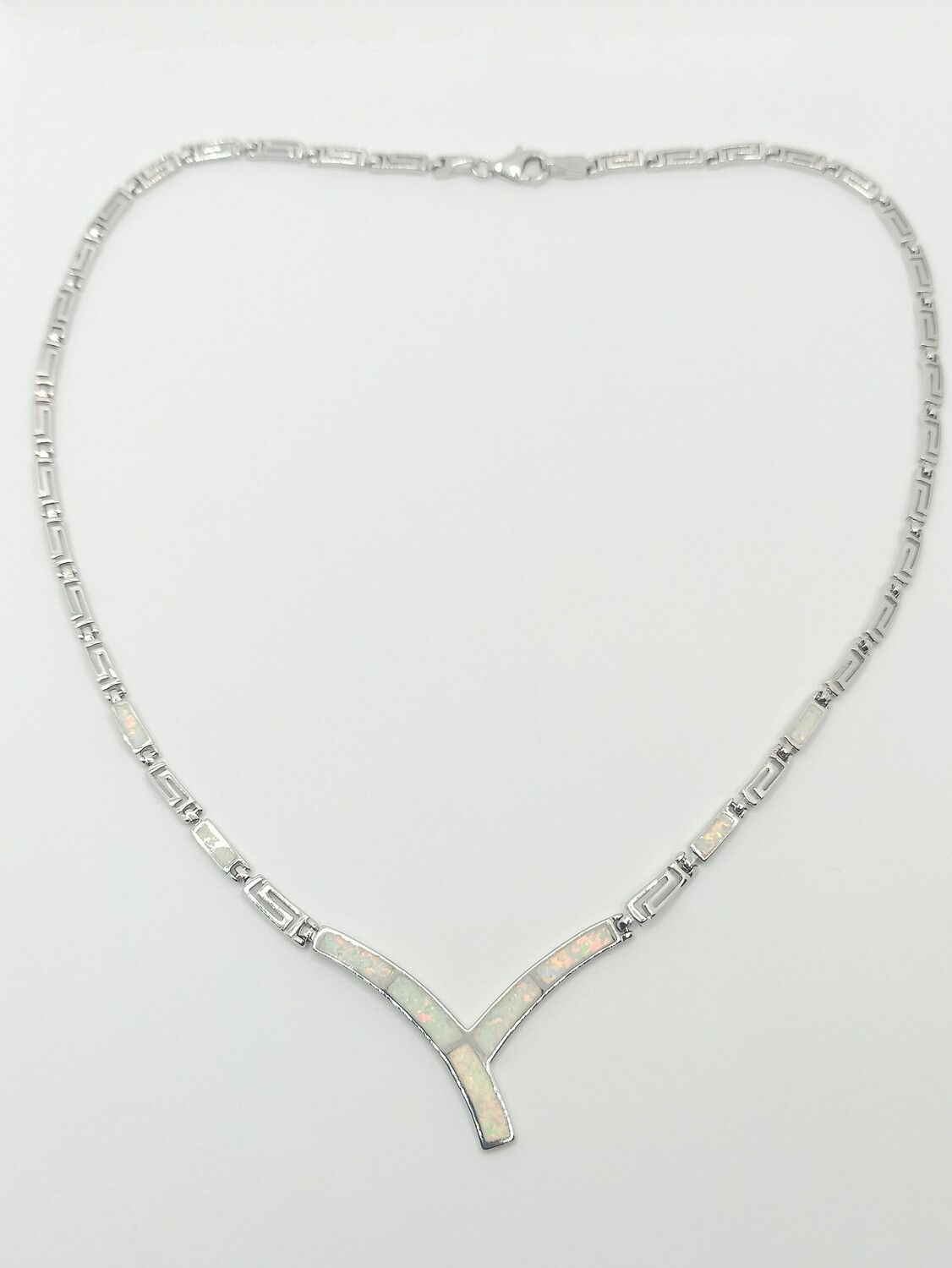 925 Opal white Meandros Greek necklace