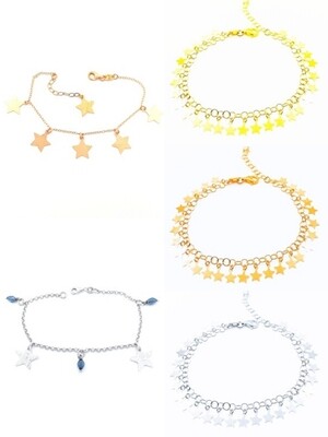 Silver 925 dangling star hand bracelet