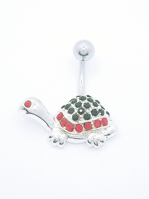 925 silver and 316L steel turtle belly ring