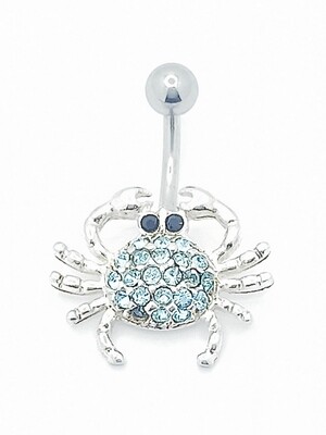 925 silver &amp; 316L steel crab belly ring