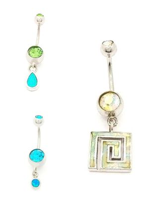 925 silver and 316L steel tear drop belly ring