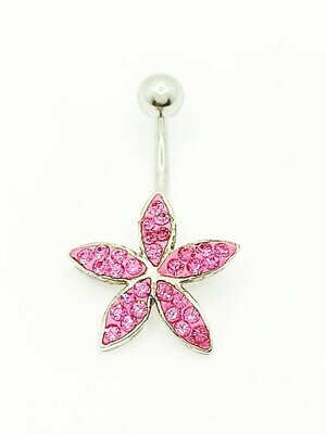 925 silver &amp; 316L steel flower belly ring