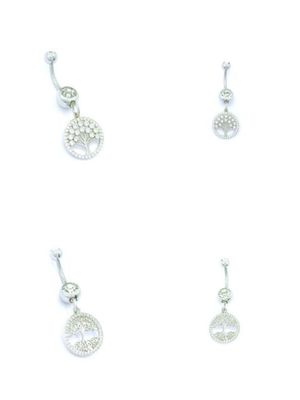 925 silver &amp; 316L surgical steel tree of life belly ring