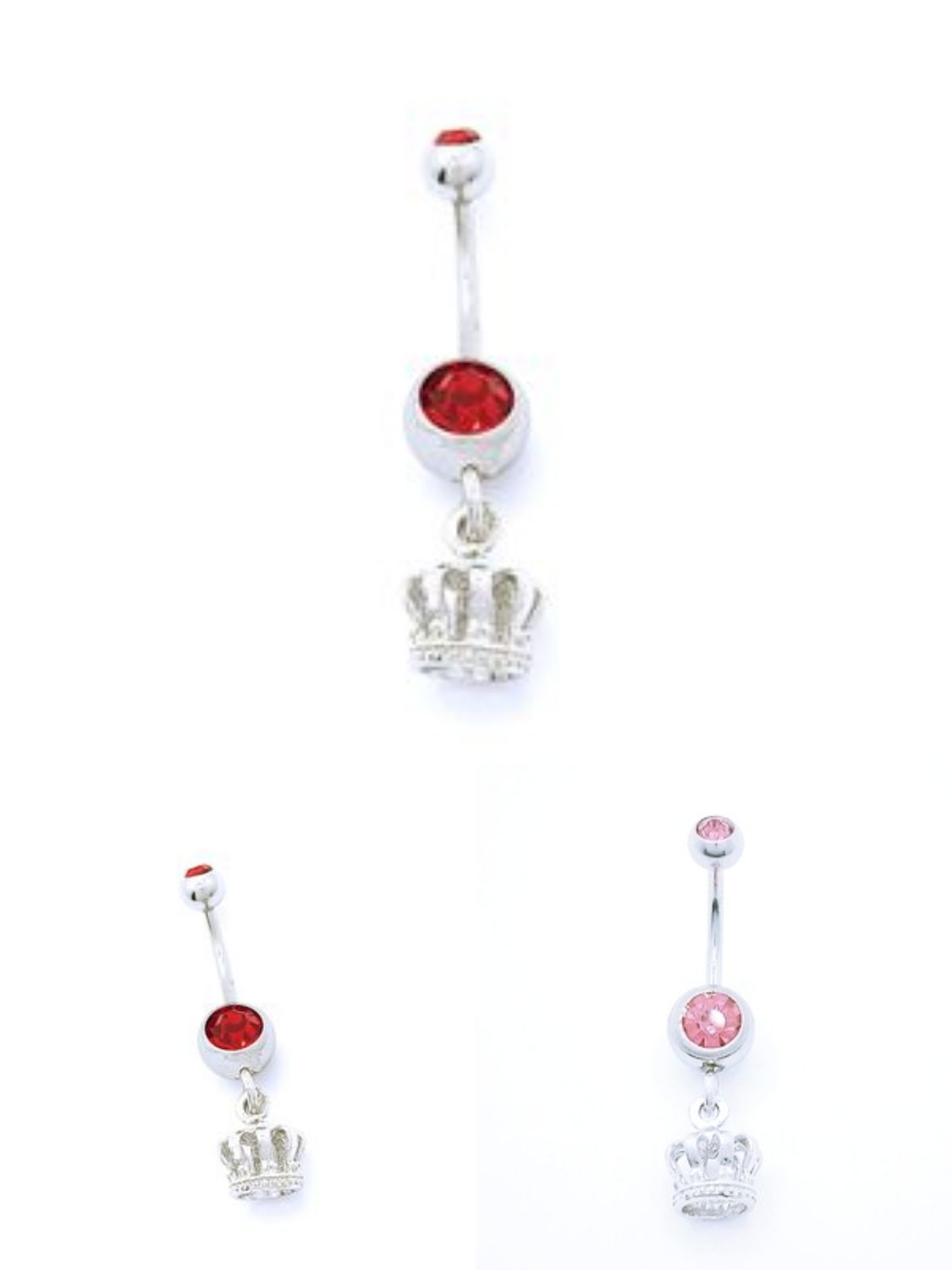 925 silver and 316L steel crown belly ring