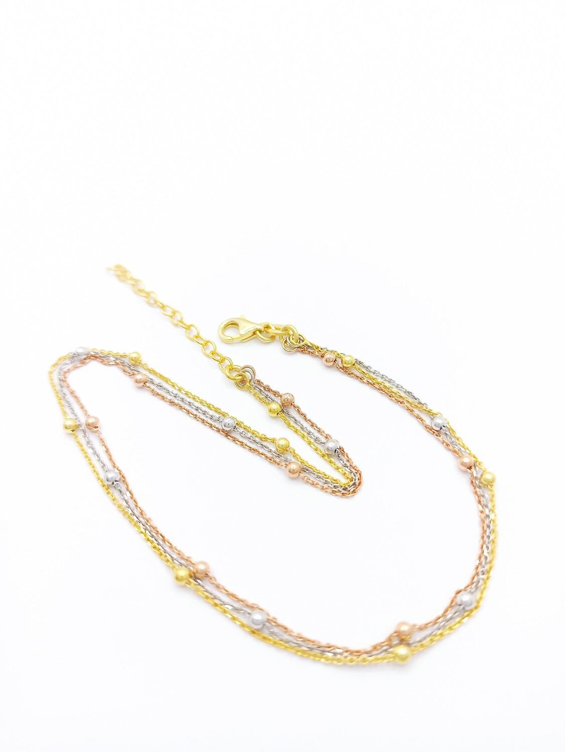 Silver 925 triple color chain anklet
