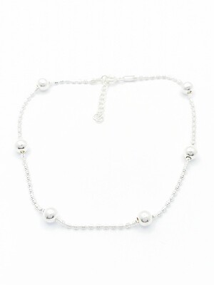 Silver 925 diamond cut big ball anklet
