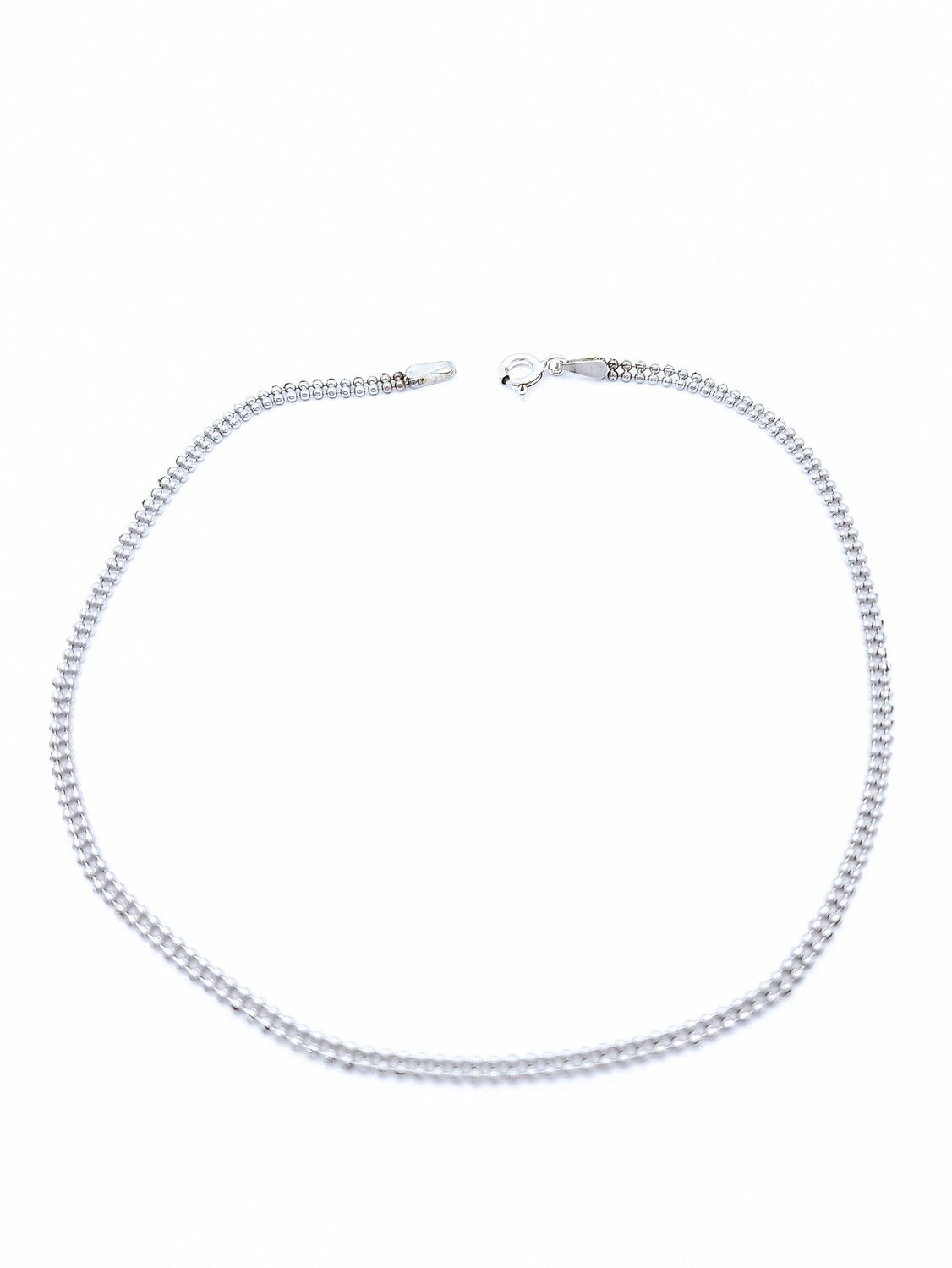 Silver 925 double line ball chain anklet