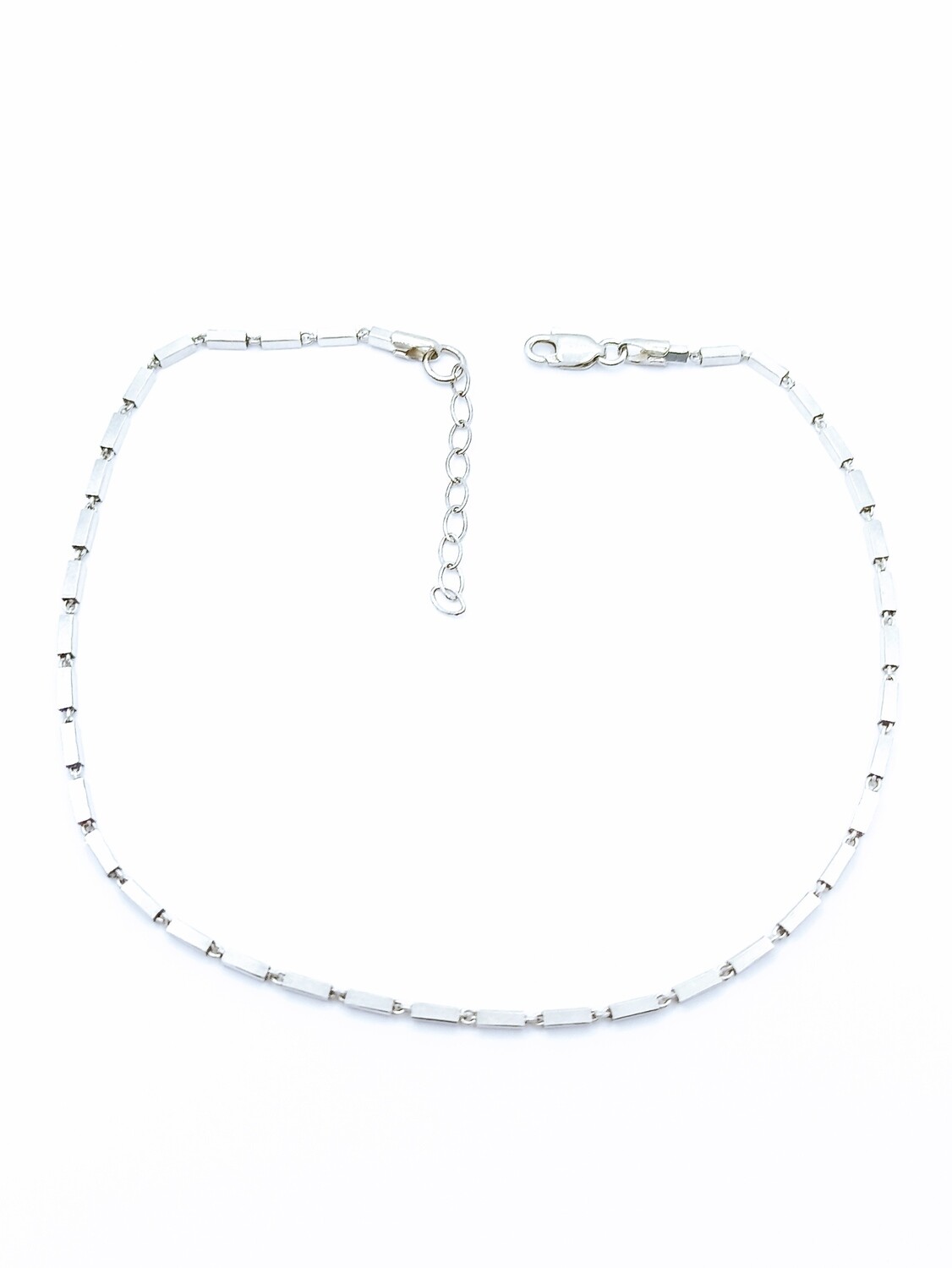 Silver 925 rectangle squared bar chain anklet