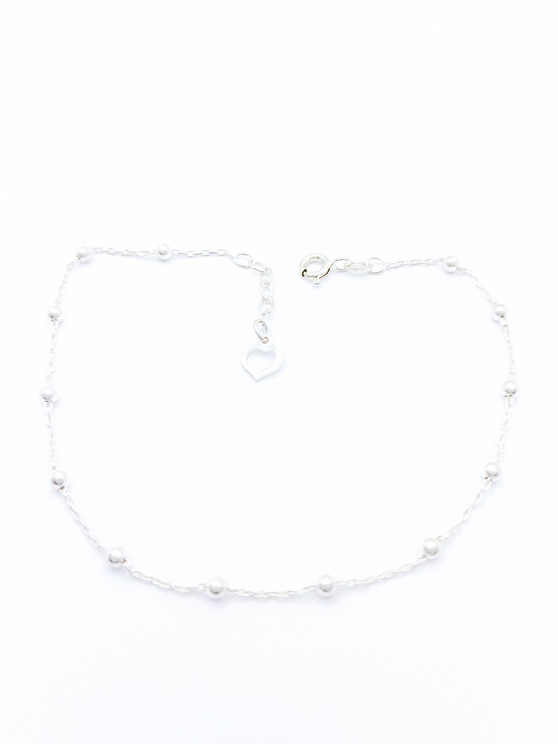 Silver 925 cable chain with balls anklet