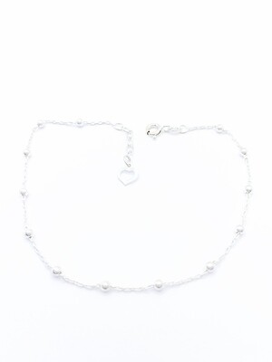 Silver 925 cable chain with balls anklet