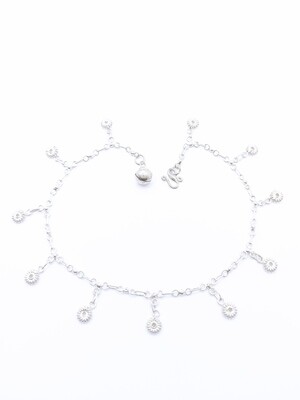 Silver 925 flower anklet with bell