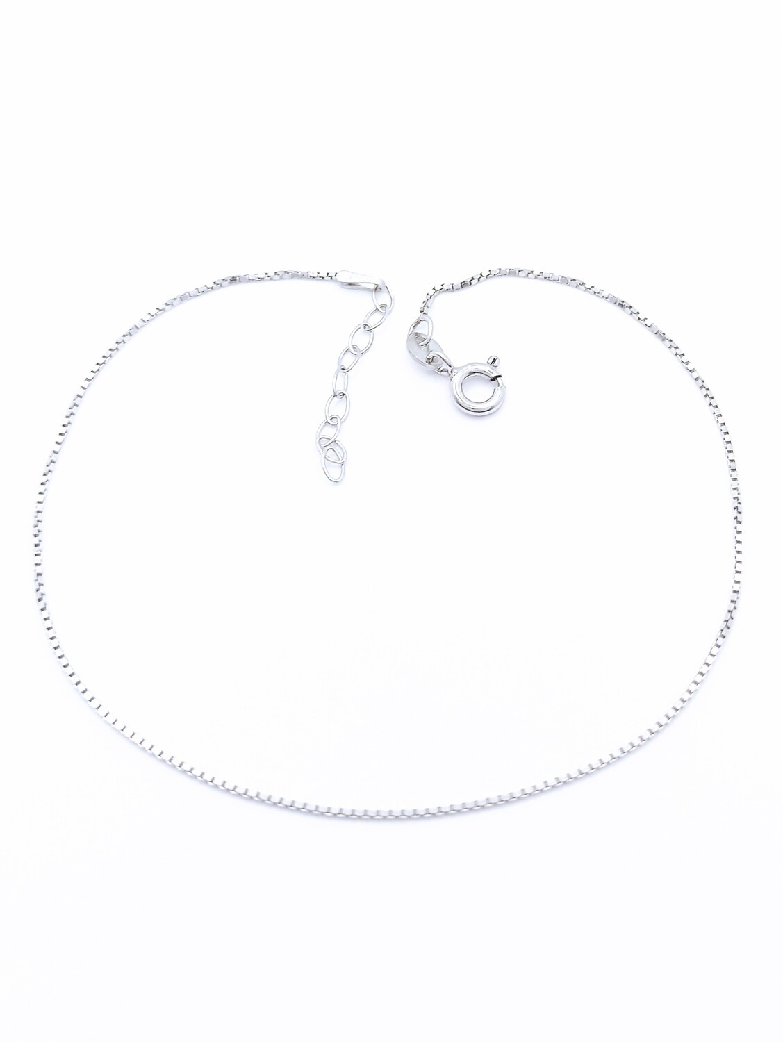 Silver 925 cube chain anklet white gold plated