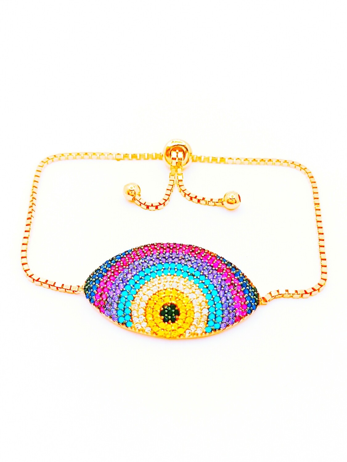 Silver 925 elevator evil eye hand bracelet