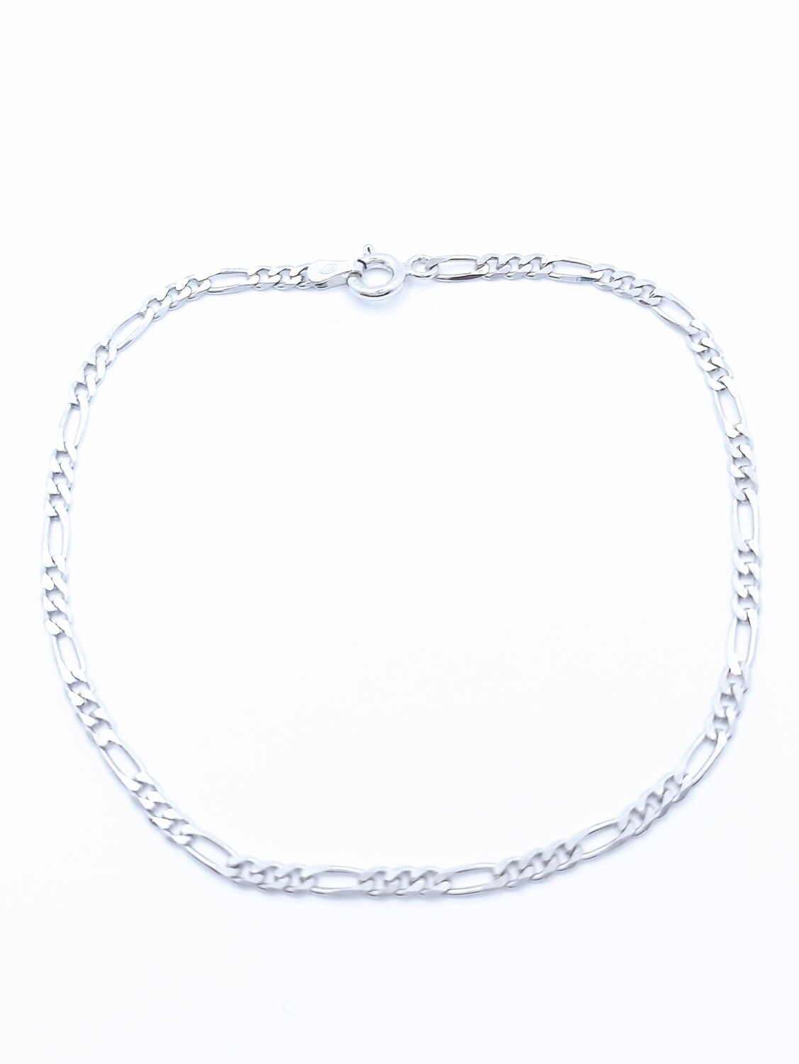 Silver 925 handmade light mens figaro bracelet