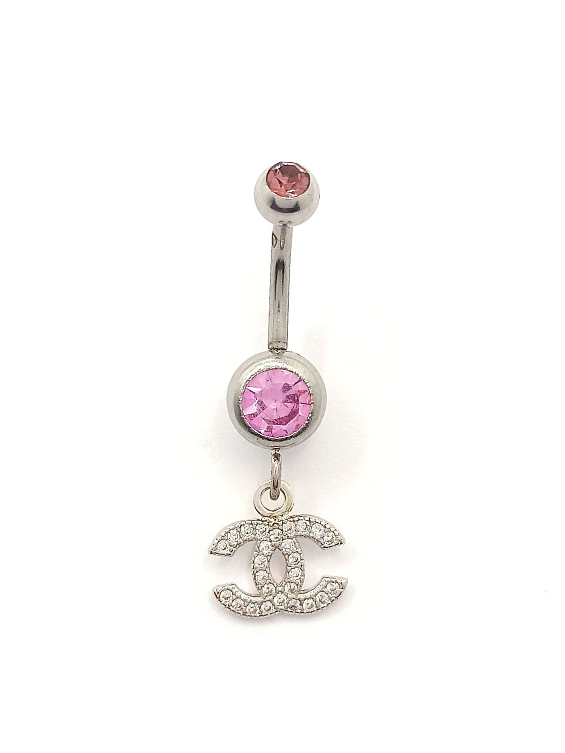 Silver 925 and 316L steel modern belly ring, COLOR: Rose