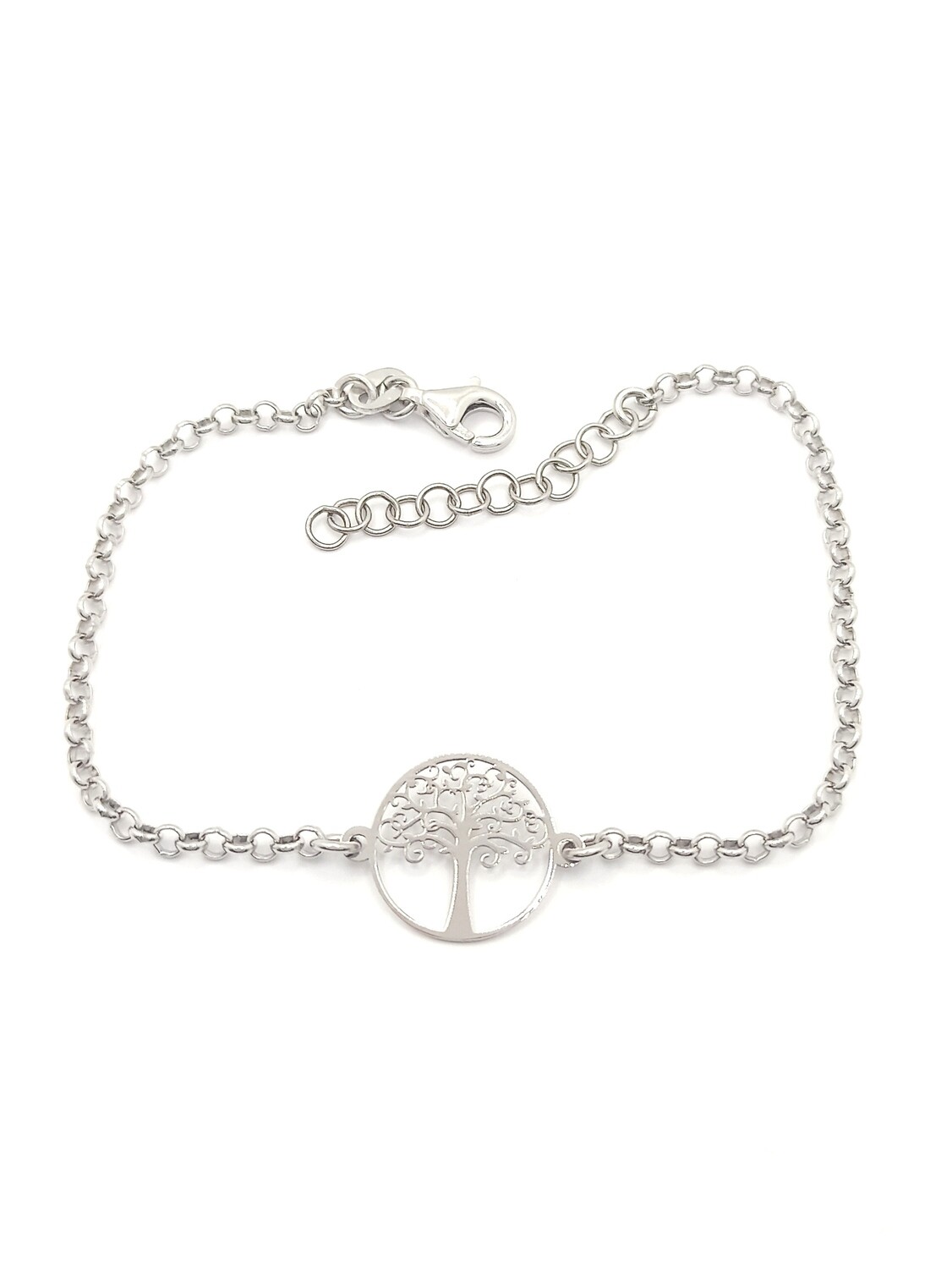 Silver 925 Tree Of Life hand bracelet white or rose, DESIGN DIAMETER-COLOR: 1.3cm-White gold plated