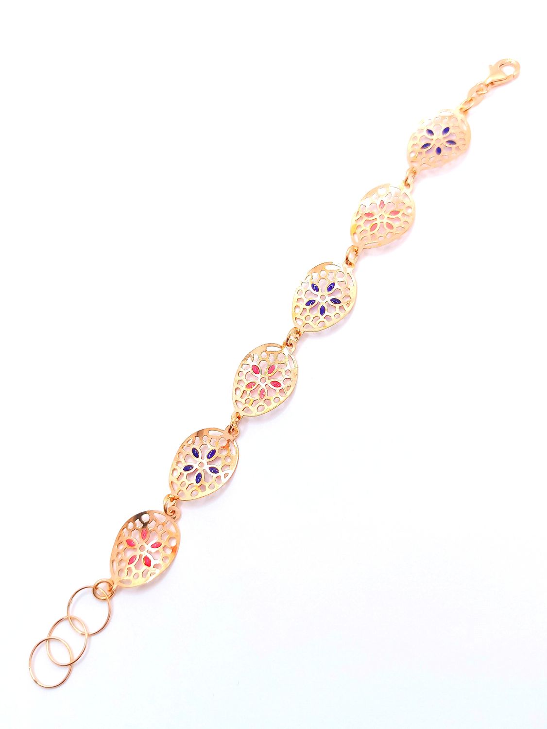 Silver 925 handmade rose flower design hand bracelet, MODEL-COLOR-CHAIN LENGTH: 1-Rose-Bracelet Length: 16.5+2cm Adjustable