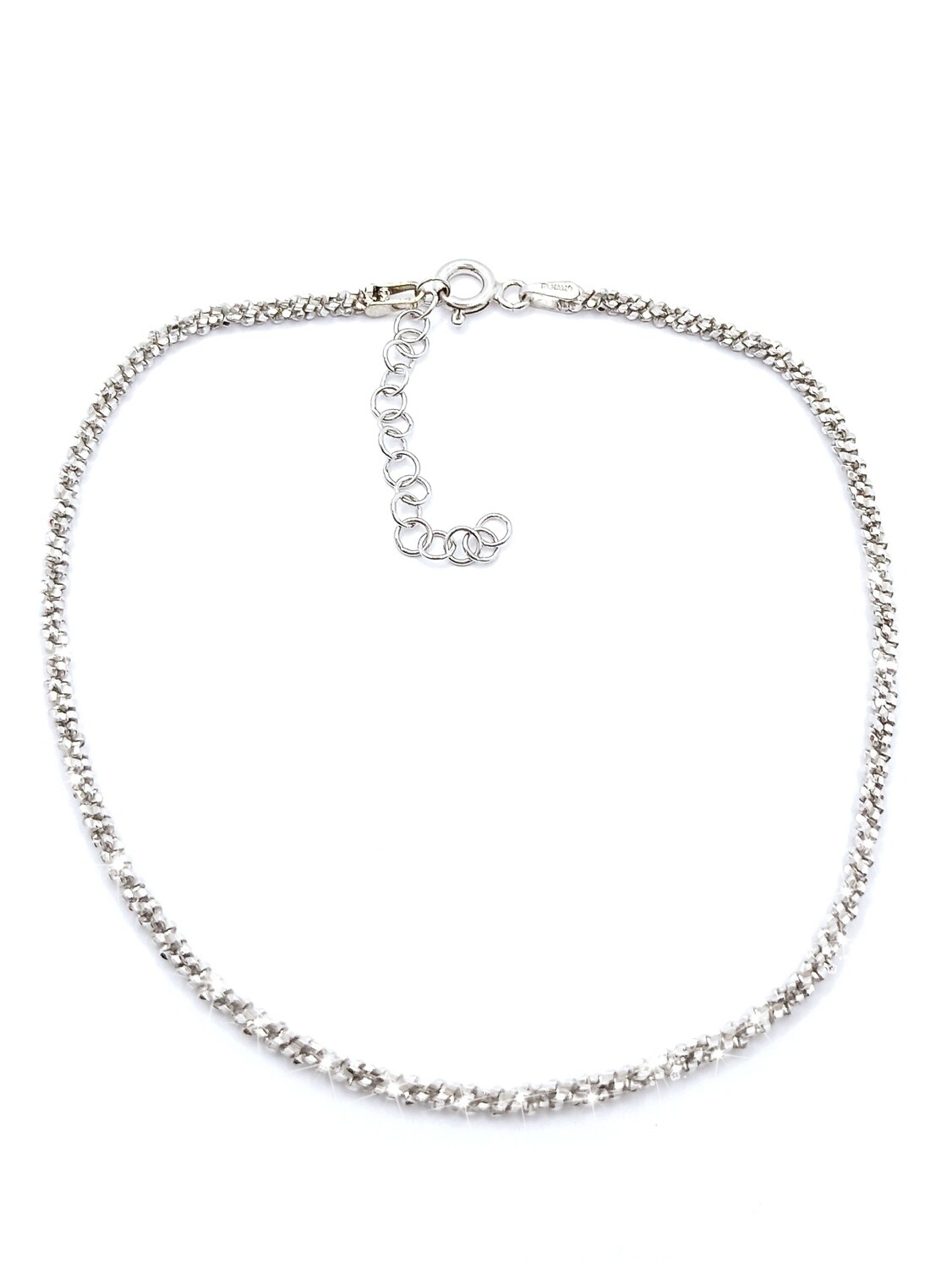 Silver 925 diamond cut margarita anklet