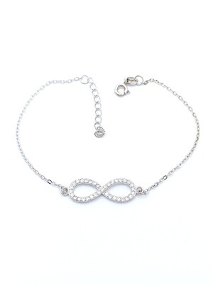 Silver 925 white stone infinity hand bracelet
