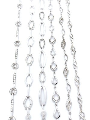 Silver 925 riviera white stone hand bracelet