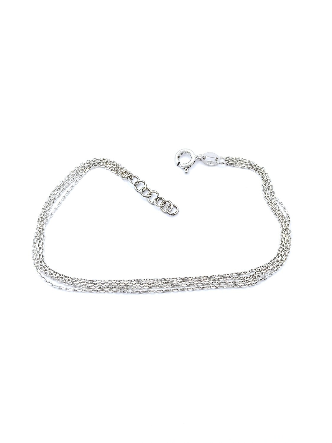 Silver 925 2,3 or 4 chain hand bracelet, MODEL-COLOR-DESIGN-CHAIN LENGTH: 1-White-4 Chain-Chain Length: 17+1.5cm Adjustable