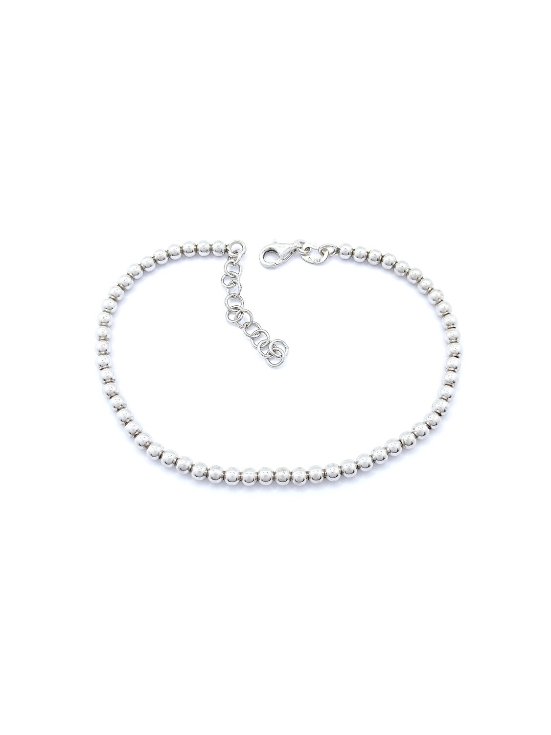 Silver 925 ball hand bracelet all color, MODEL-COLOR-BALL SIZE-CHAIN LENGTH: 1-White-Width 3mm-Chain Length: 17+3cm Adjustable