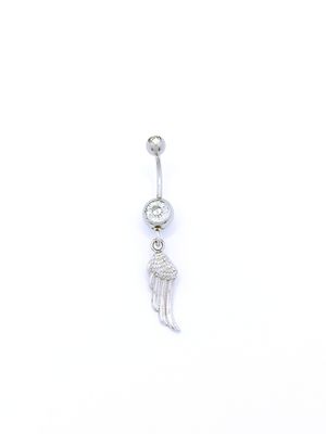 Silver 925 and 316L steel angel wing belly ring