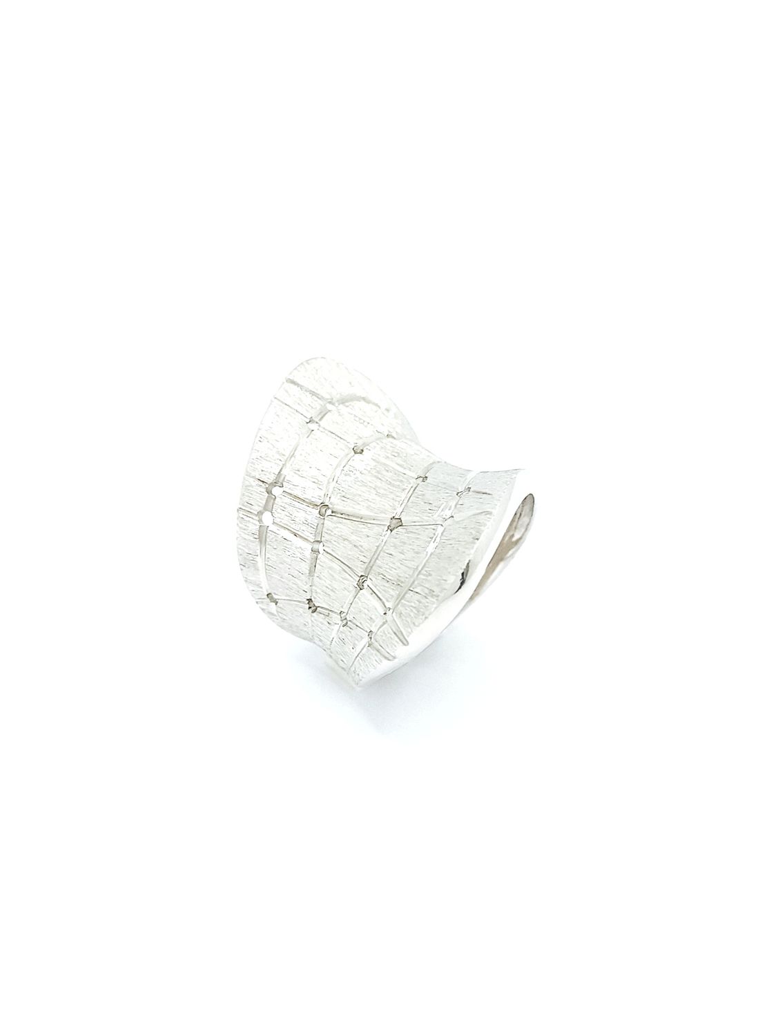 Silver 925 modern diamond cut big  ring, MODEL-COLOR-SIZE: 1-White-SIZE 53 EUR M UK 6.5 USA Open Adjustable from 52 to 56