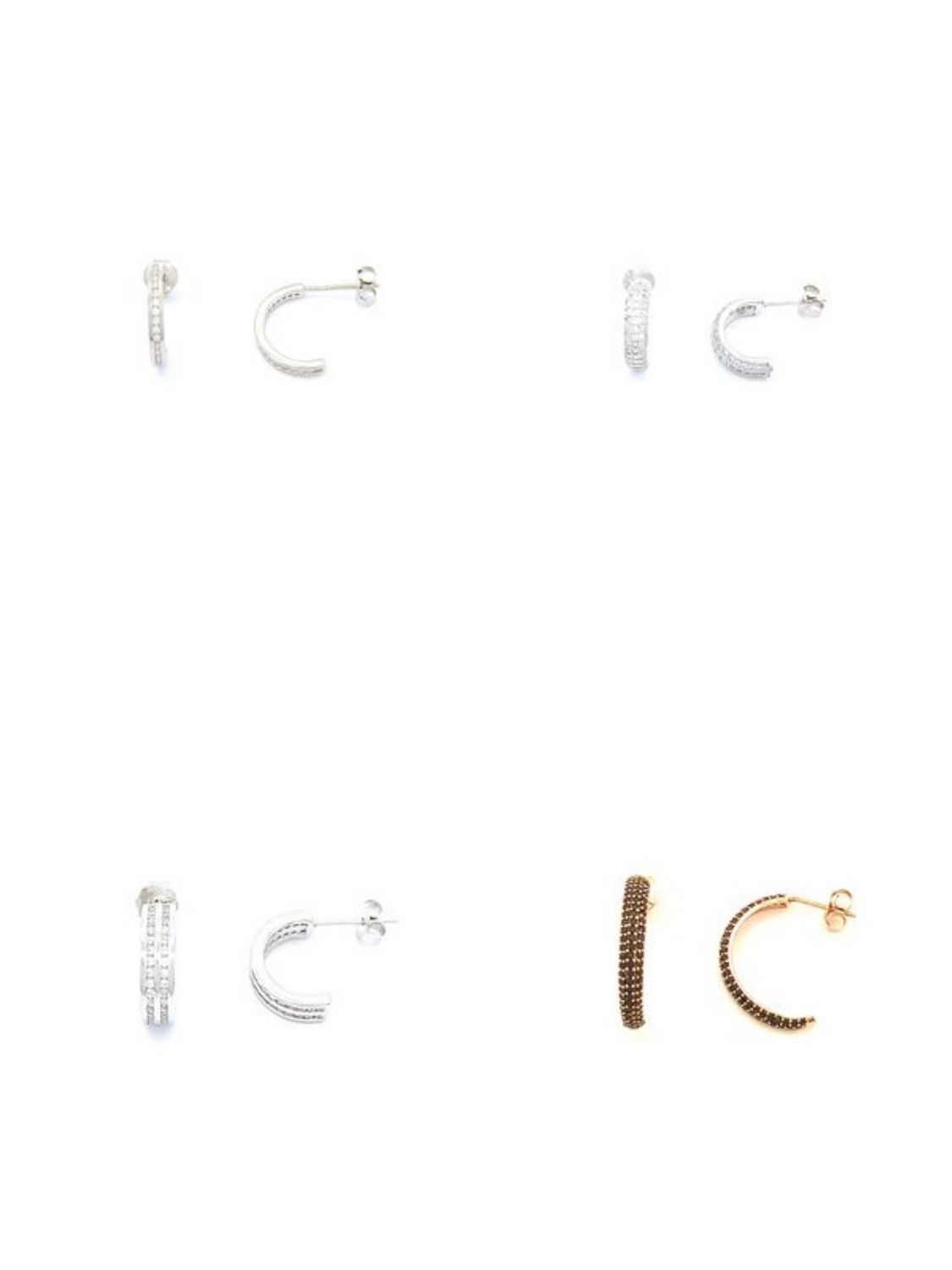 Silver 925 zirgonia stone half hoop earrings