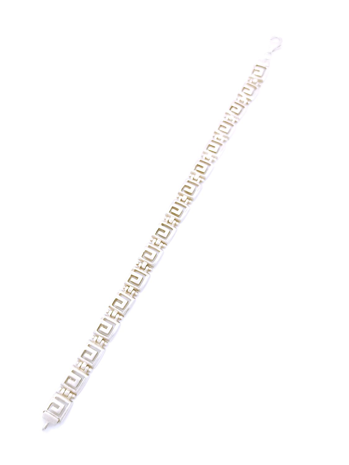 Silver 925 Meandros design solid wide hand bracelet