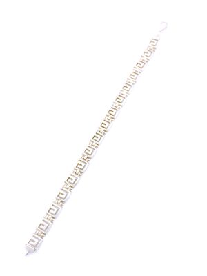 Silver 925 Meandros design solid wide hand bracelet