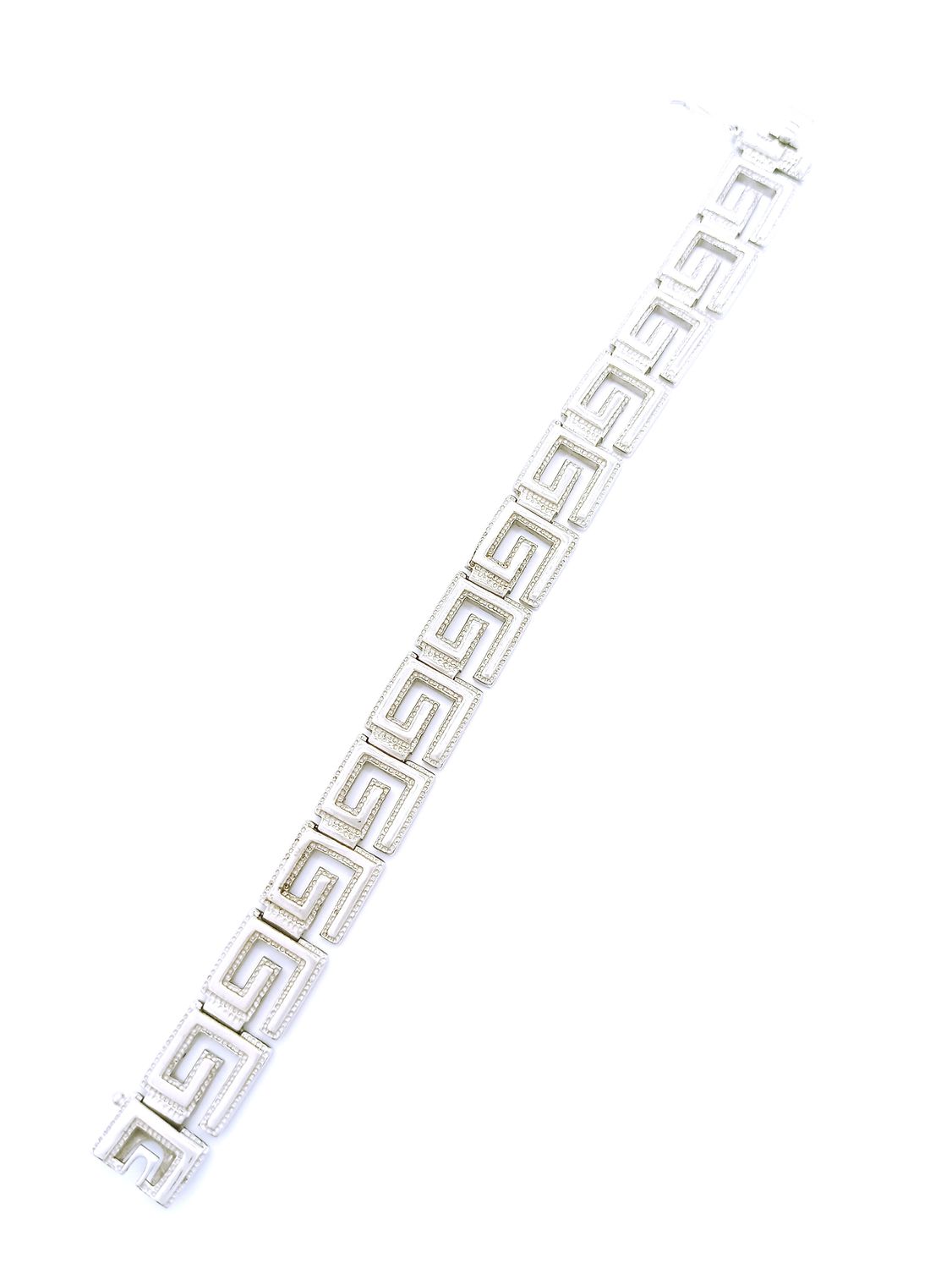 Silver 925 handmade wide Meandros design hand bracelet