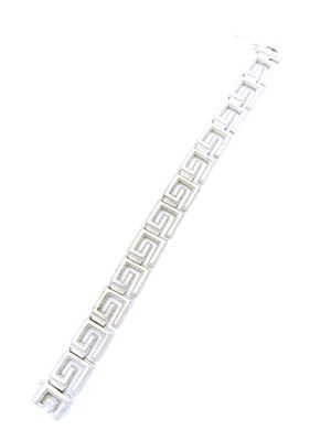Silver 925 handmade wide Meandros design hand bracelet
