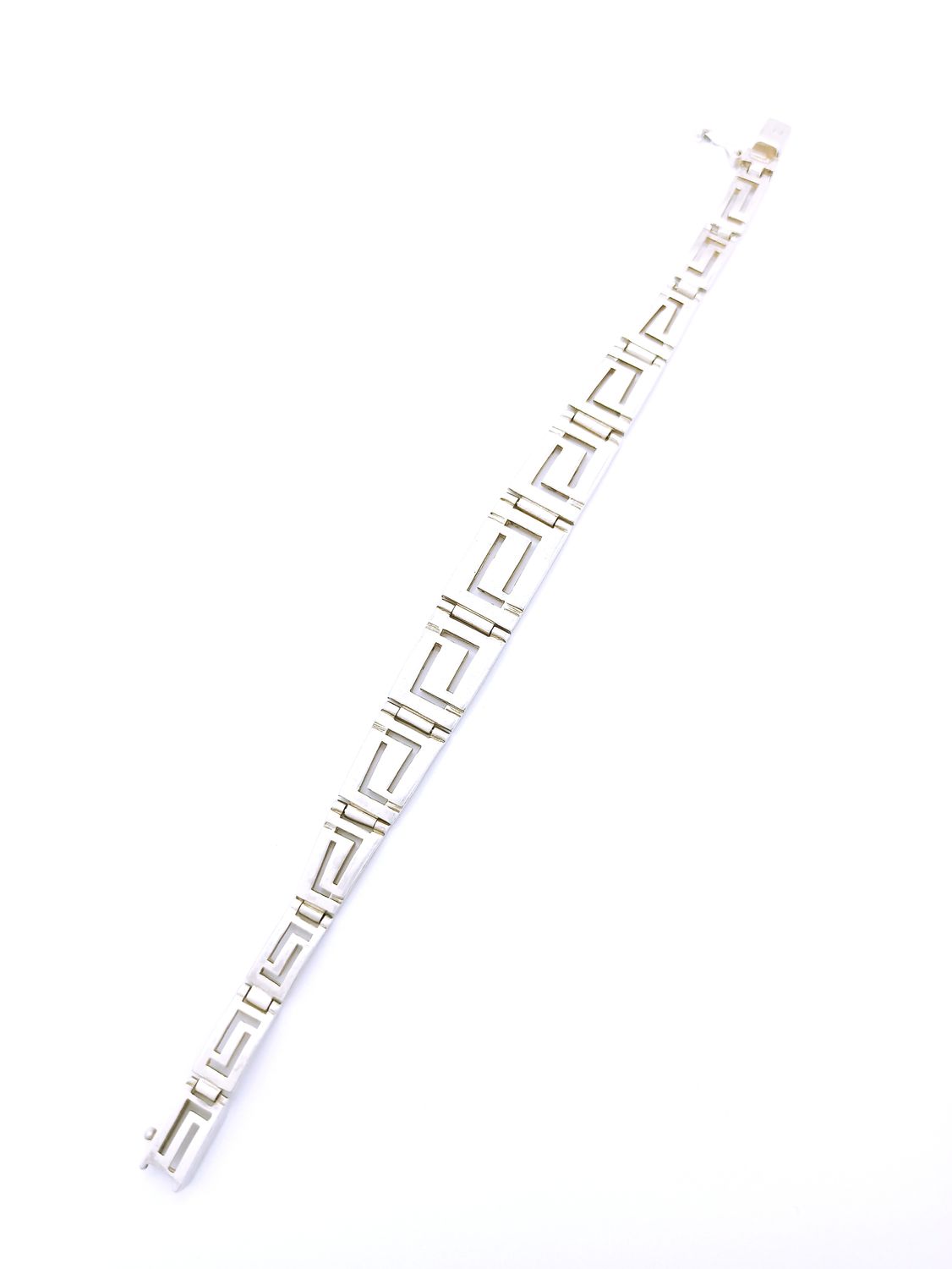 Silver 925 Meandros design wide hand bracelet