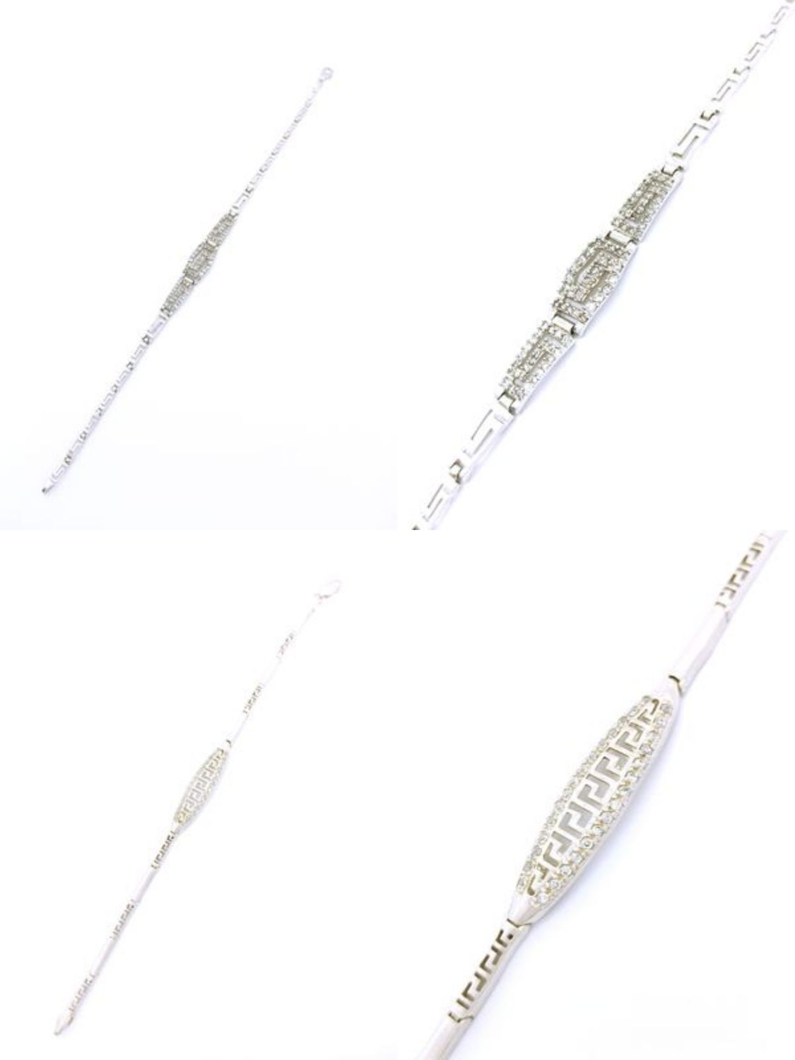 Silver 925 Meandros design hand bracelet with stone
