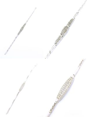 Silver 925 Meandros design hand bracelet with stone